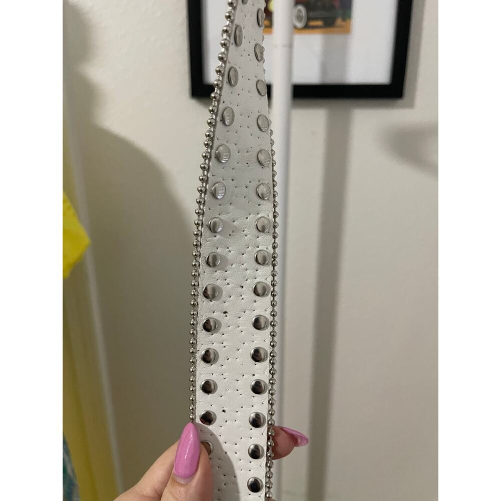 White and Silver Studded Belt - Picture 2 of 5